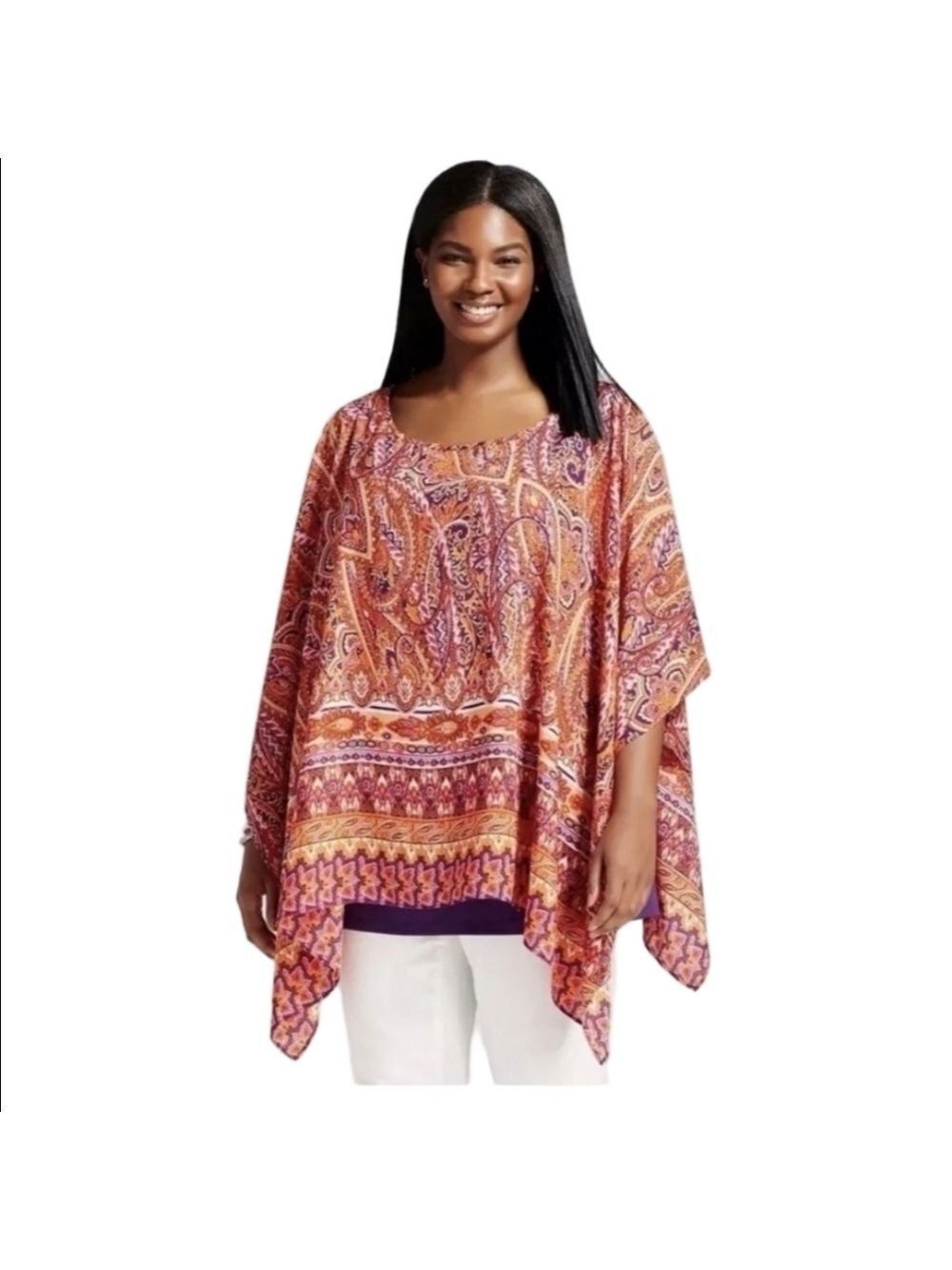 Como Black Multicolor Tunic Plus Size 2X Resortwear